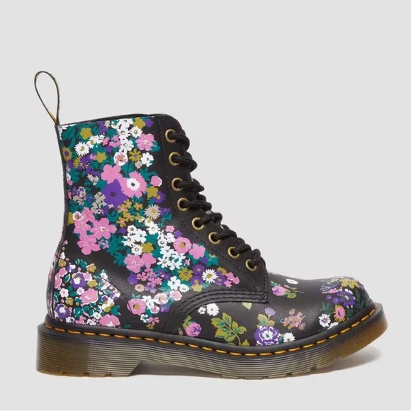 DR MARTENS 1460 PASCAL WOMEN'S VINTAGE FLORAL LEATHER LACE UP BOOTS - Picture 6 of 8